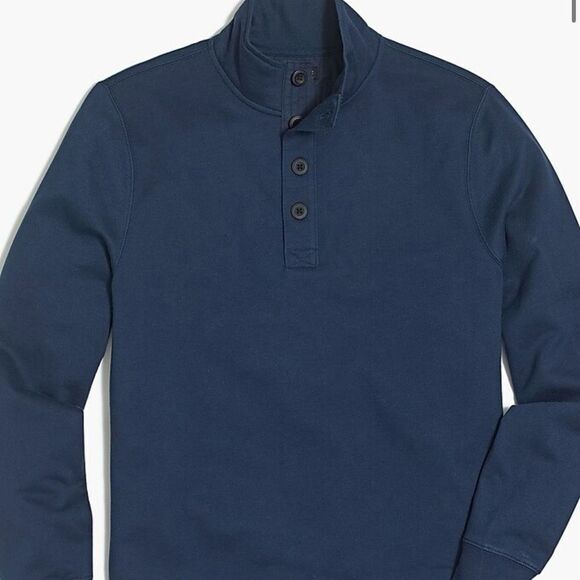 J.Crew Mercantile Navy Quarter Button Pullover Sweatshirt Men’s M - Picture 2 of 7
